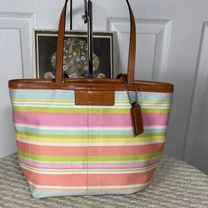 Coach Hamptons Twill Strip Tote Bag (2009)